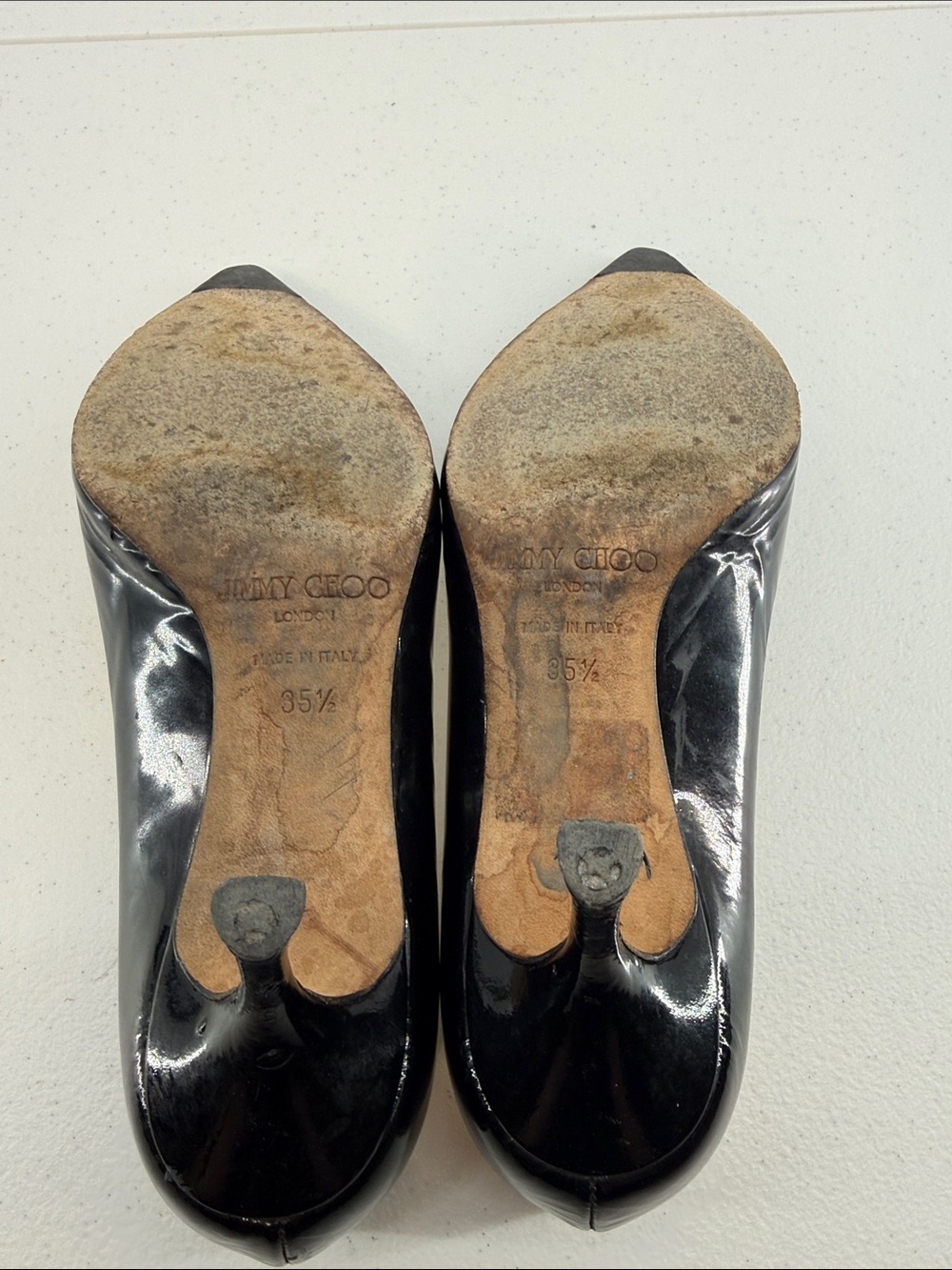 Jimmy Choo Black Patent Pointed-Toe Pumps - Picture 6 of 9